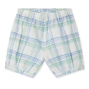 Bonpoint White Plaid Shorts with Blue & Green